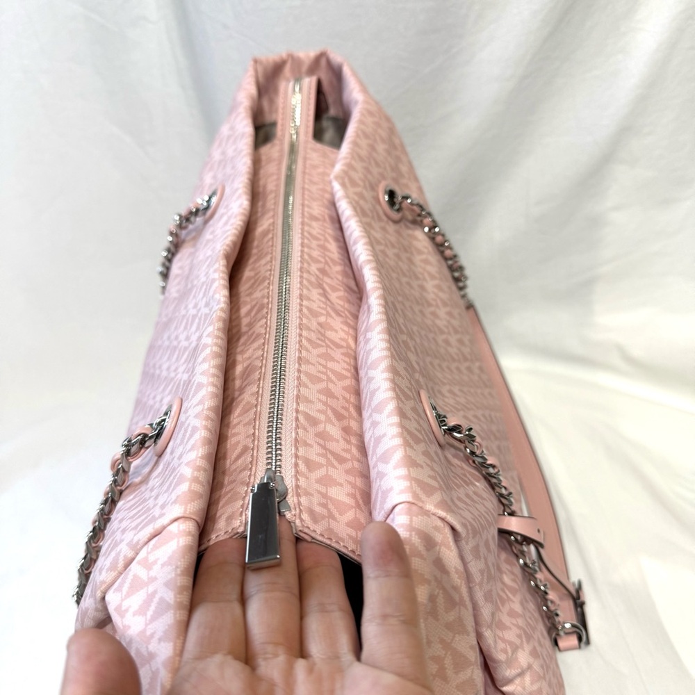 Michael Kors Georgia Large Top Zip Tote Bag Signature Print Canvas Smokey Pink - Picture 9 of 15